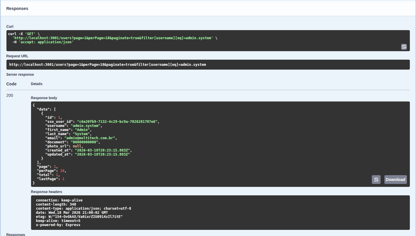 Swagger UI with query response